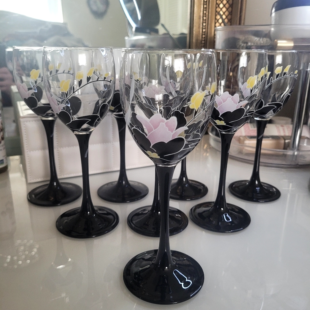 1980's Anais Wine Glasses X8